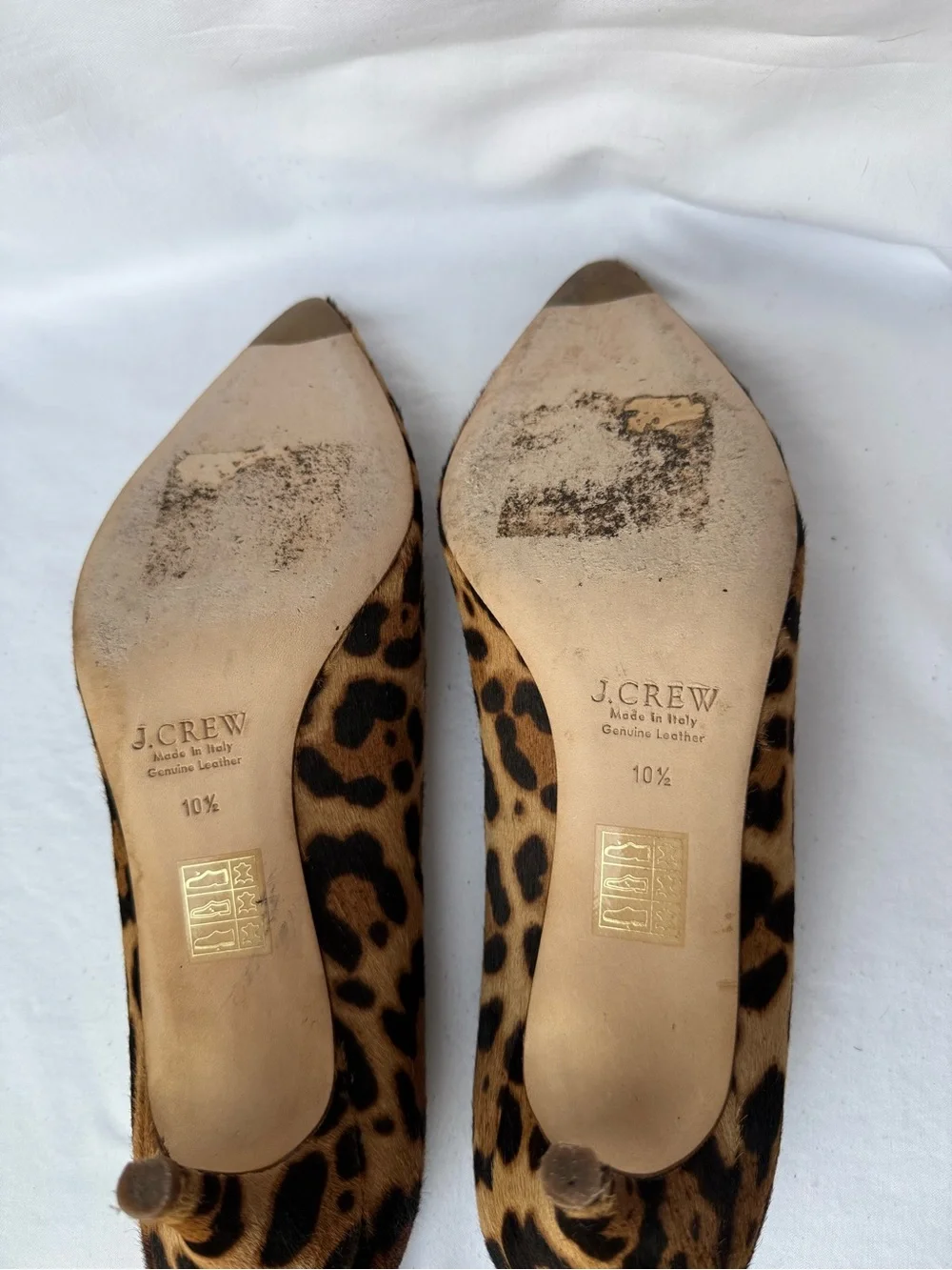 J. Crew Leather Leopard Print Pointed Kitten Heel Pumps - Brown/Black